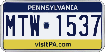 PA license plate MTW1537