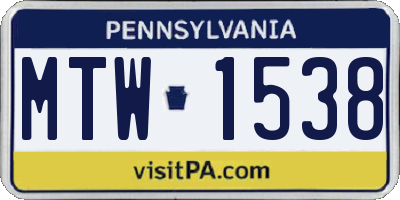 PA license plate MTW1538