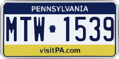 PA license plate MTW1539
