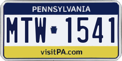PA license plate MTW1541