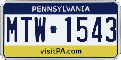 PA license plate MTW1543