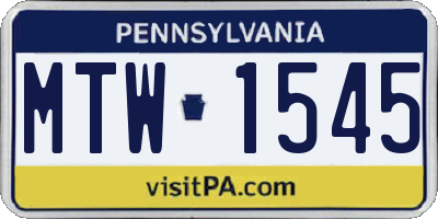 PA license plate MTW1545