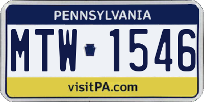 PA license plate MTW1546