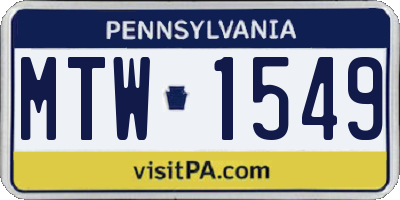 PA license plate MTW1549