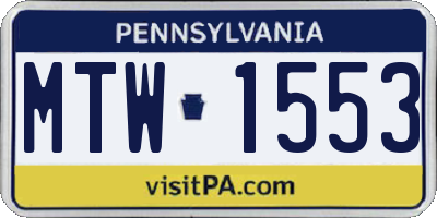 PA license plate MTW1553