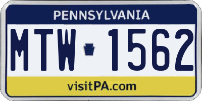 PA license plate MTW1562