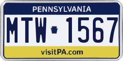 PA license plate MTW1567