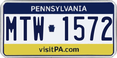 PA license plate MTW1572