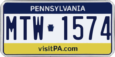 PA license plate MTW1574