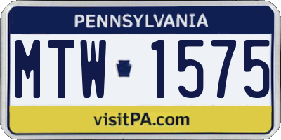 PA license plate MTW1575