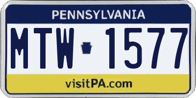 PA license plate MTW1577