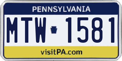 PA license plate MTW1581
