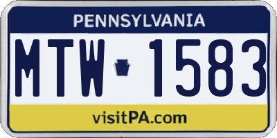 PA license plate MTW1583