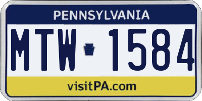 PA license plate MTW1584