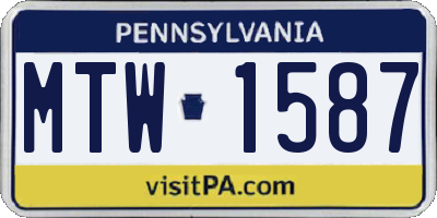 PA license plate MTW1587