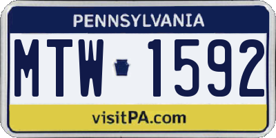 PA license plate MTW1592