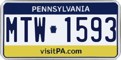 PA license plate MTW1593
