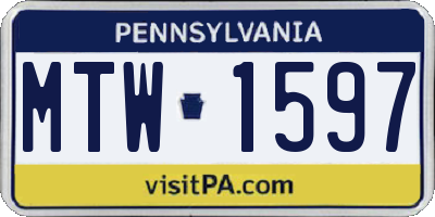 PA license plate MTW1597