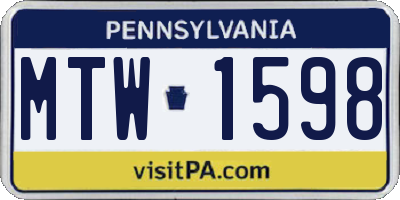 PA license plate MTW1598