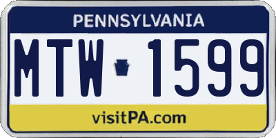 PA license plate MTW1599