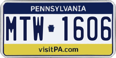 PA license plate MTW1606