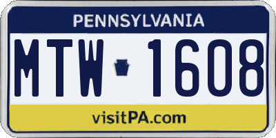 PA license plate MTW1608