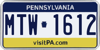 PA license plate MTW1612