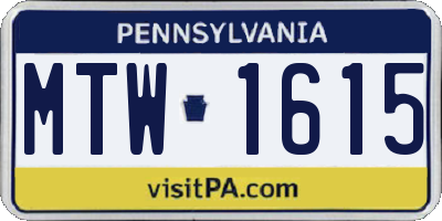 PA license plate MTW1615