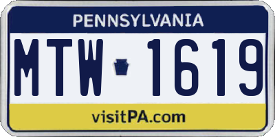 PA license plate MTW1619