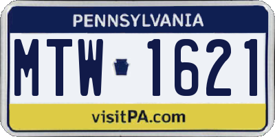 PA license plate MTW1621