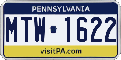 PA license plate MTW1622