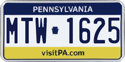 PA license plate MTW1625