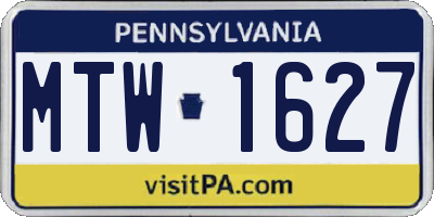PA license plate MTW1627