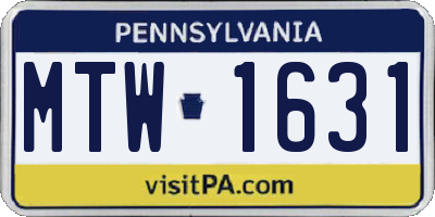 PA license plate MTW1631
