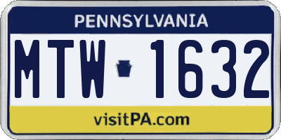 PA license plate MTW1632