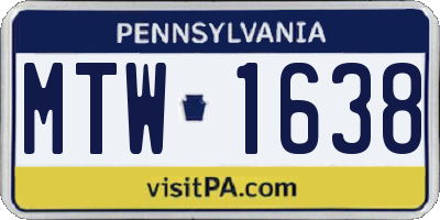 PA license plate MTW1638