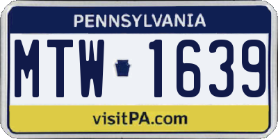 PA license plate MTW1639