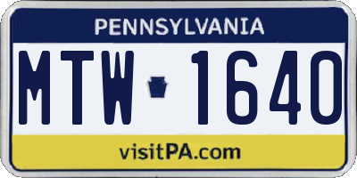 PA license plate MTW1640