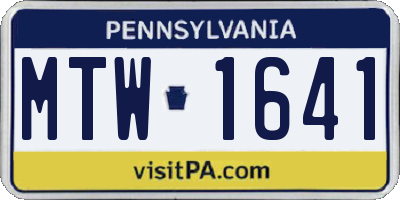 PA license plate MTW1641