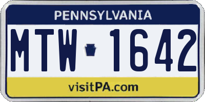 PA license plate MTW1642