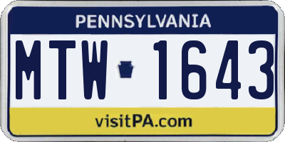 PA license plate MTW1643