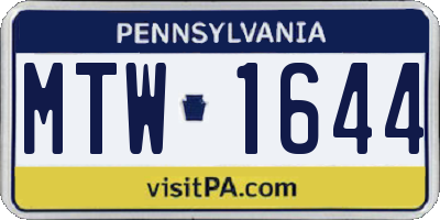 PA license plate MTW1644
