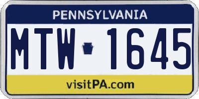 PA license plate MTW1645