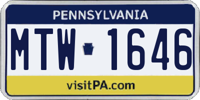 PA license plate MTW1646
