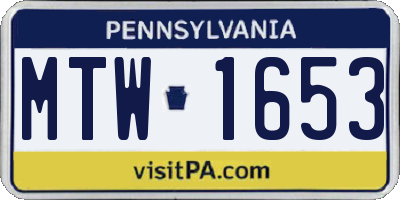 PA license plate MTW1653