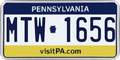 PA license plate MTW1656