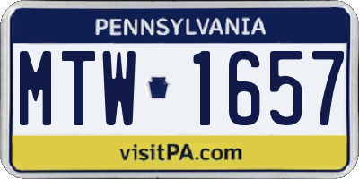 PA license plate MTW1657
