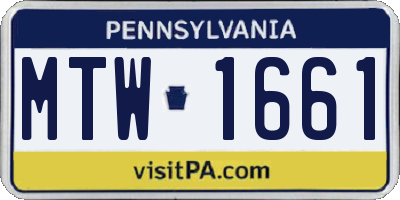 PA license plate MTW1661