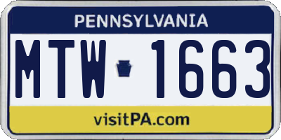 PA license plate MTW1663