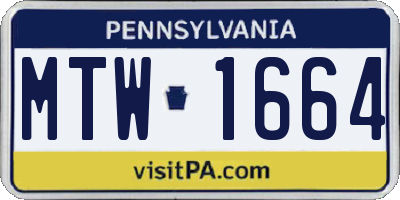 PA license plate MTW1664